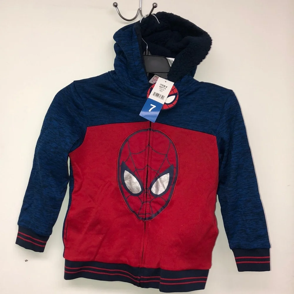 Marvel Spiderman Boys Full Zip Hoodie New With Tags